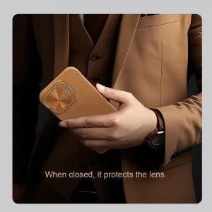 Nillkin Carcasă pentru iPhone 16 - Husă din piele Nillkin Qin Prop - Maro [4]