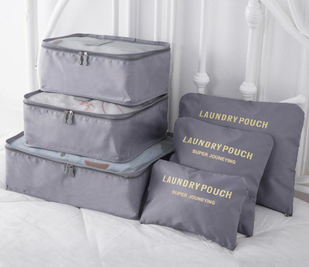 Accesorii Calatorie - Organizator de calatorie, 6 elemente (3 plicuri independente si 3 organizatoare)