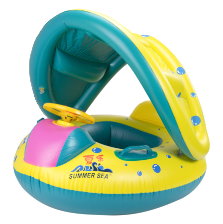 Accesorii Gradina - Ponton, Saltea de apa, gonflabila pentru copii cu acoperis, dimensiune 65 x 73 cm