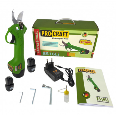 Casa si Gradina - Procraft ES16Li, foarfeca cu acumulator pentru crengi, 16 V, 2Ah, Autonomie 4 ore