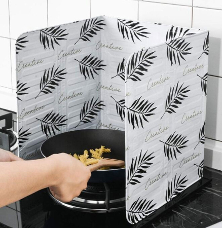 Baie - Bucatarie - Protectie din aluminiu anti-stropire pentru gatitul pe aragaz, lavabila, model AVX-AG553E