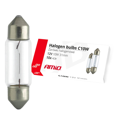 Becuri Halogen - Set 10 becuri cu halogen C10W Festoon, 31mm, 12V