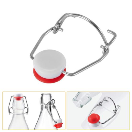 Depozitare - Set 100 capace pentru sticle cu inchidere cu clema metalica si dop ceramic cu garnitura din cauciuc