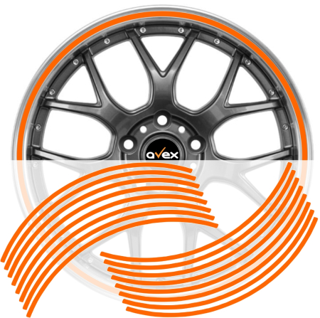 Stickere si Printuri - Set 16 inele din autocolant pentru jante culoare Orange Lucios