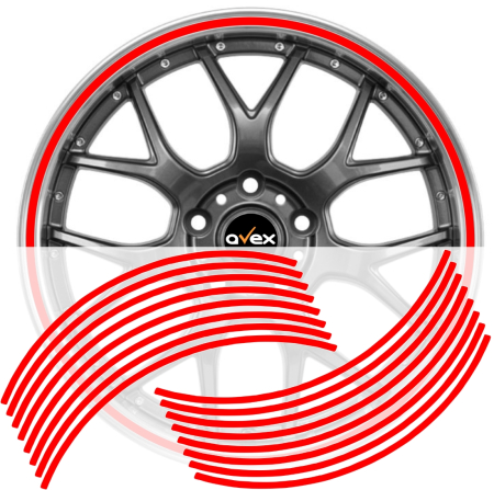 Stickere si Printuri - Set 16 inele din autocolant pentru jante culoare Rosu Lucios