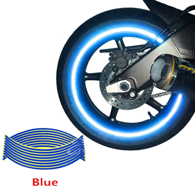 Inele Protectie Jante - Set 16 ornamente Reflectorizante pentru jante auto, moto, culoare Albastra