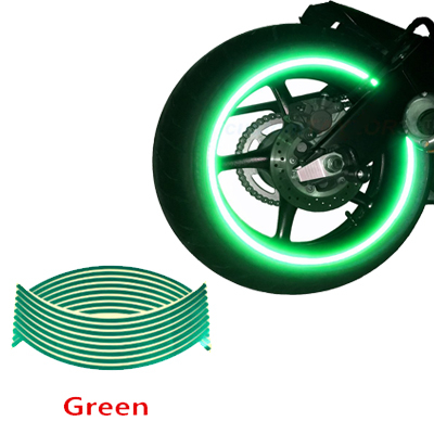Inele Protectie Jante - Set 16 ornamente Reflectorizante pentru jante auto, moto, culoare Verde
