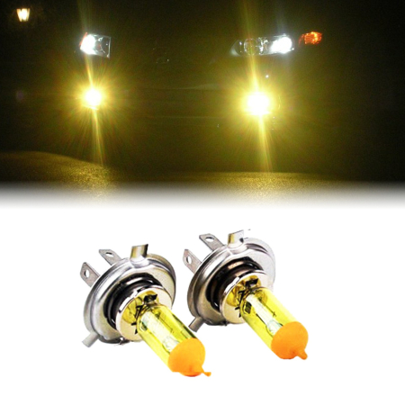 Iluminat Auto - Set 2 becuri H4 (P43) pentru proiectoare de ceata, culoare galbena, 12V, 55W