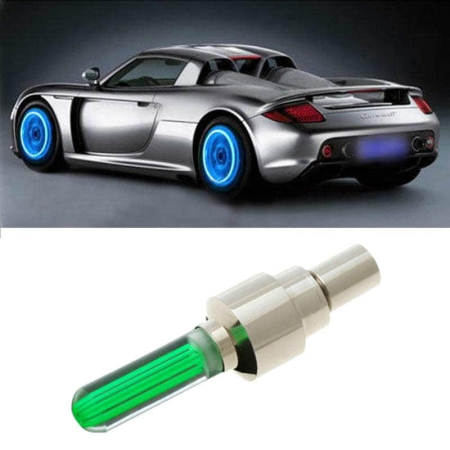 Accesorii Biciclete - Set 2 Capace Valva cu LED Verde, cu senzor de lumina si miscare