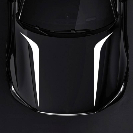 Stickere Auto Tuning - Set 2 stickere autoadezive Tuning, model "Hood Stripes V2", dimensiune 100 x 26 cm, culoare Alba