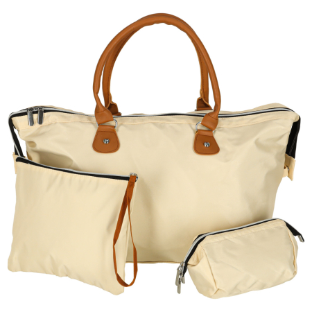 Accesorii Calatorie - Set 3 piese, geanta de calatorie multifunctionala pentru carucior, set culoare bej, pentru mamici