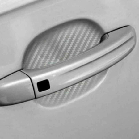 Accesorii Exterior - Set 4 bucati protectie zgarieturi manere usa din autocolant carbon 3D Argintiu