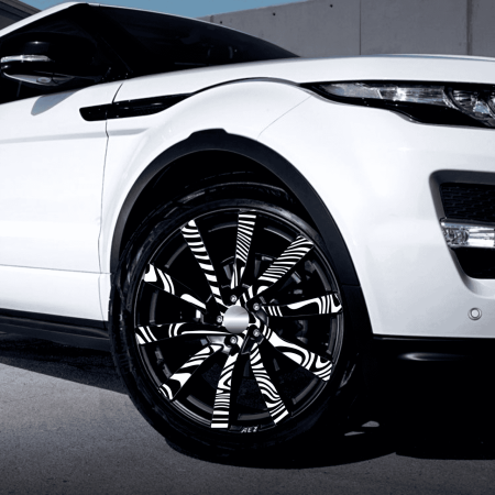 Folii Colantare Jante - Set 4 Folii Imprimate Outdoor cu EcoSolvent, autoadezive, pentru decorarea jantelor auto, dimetru 60 cm, model FJT-09