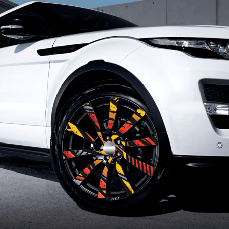 Folii Colantare Jante - Set 4 Folii Imprimate Outdoor cu EcoSolvent, autoadezive, pentru decorarea jantelor auto, dimetru 60 cm, model FJT-13