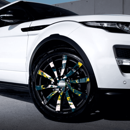 Folii Colantare Jante - Set 4 Folii Imprimate Outdoor cu EcoSolvent, autoadezive, pentru decorarea jantelor auto, dimetru 60 cm, model FJT-16