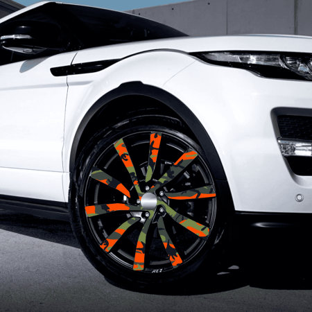 Folii Colantare Jante - Set 4 Folii Imprimate Outdoor cu EcoSolvent, autoadezive, pentru decorarea jantelor auto, dimetru 60 cm, model FJT-29