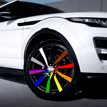 Folii Colantare Jante - Set 4 Folii Imprimate Outdoor cu EcoSolvent, autoadezive, pentru decorarea jantelor auto, dimetru 60 cm, model FJT-35