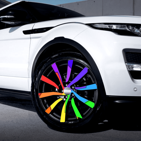 Folii Colantare Jante - Set 4 Folii Imprimate Outdoor cu EcoSolvent, autoadezive, pentru decorarea jantelor auto, dimetru 60 cm, model FJT-36
