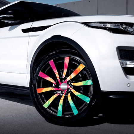 Folii Colantare Jante - Set 4 Folii Imprimate Outdoor cu EcoSolvent, autoadezive, pentru decorarea jantelor auto, dimetru 60 cm, model FJT-39
