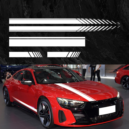 Stickere Auto Tuning - Set 5 stickere autoadezive Tuning, model "Racing Stripes V1", dimensiune 190 cm, culoare Alba