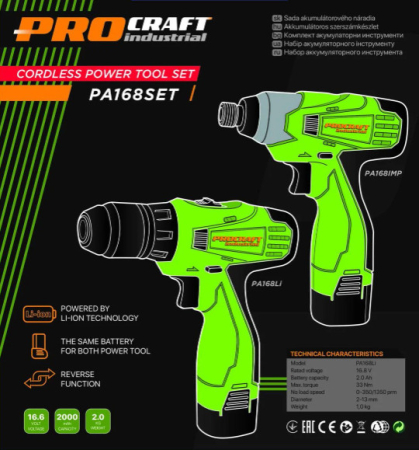 Set autofiletanta Procraft PA168 cu acumulator si pistol cheie cu impact cu acumulator Procraft [1]