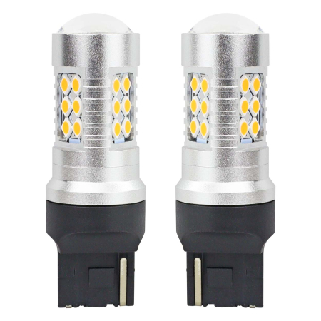 Iluminat Auto - Set becuri auto cu LED CANBUS, 3030, 24SMD, compatibil T20, 7440, WY21W, Portocaliu, 12V / 24V, destinat competitiilor auto sau off-road