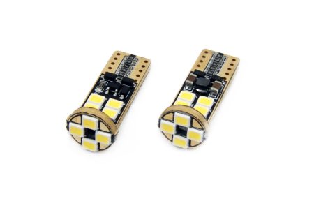 Iluminat Auto - Set becuri auto cu LED CANBUS compatibil T10e W5W 12 SMD Alb 12/24V, destinat competitiilor auto sau off-road