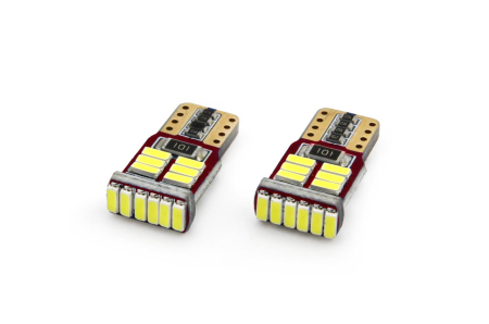Iluminat Auto - Set becuri auto cu LED CANBUS compatibil T10e W5W 18 SMD Alb 12V, destinat competitiilor auto sau off-road