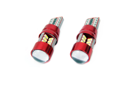 Iluminat Auto - Set becuri auto cu LED CANBUS compatibil T10e W5W 27 SMD Alb 12V/24V, destinat competitiilor auto sau off-road