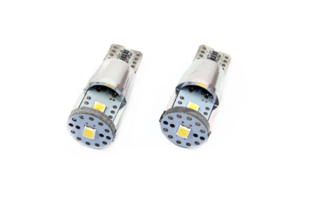 Iluminat Auto - Set becuri auto cu LED CANBUS compatibil T10e W5W 3 SMD ALU Alb 12V/24V, destinat competitiilor auto sau off-road