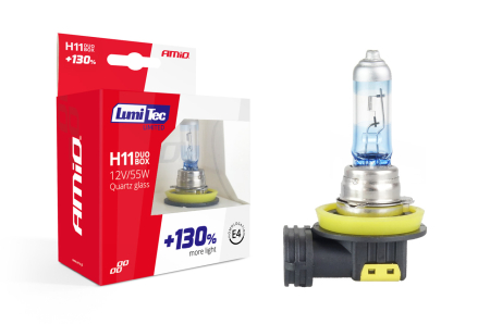 Becuri Halogen - Set becuri cu halogen H11 12V 55W LumiTec LIMITED + 130% DUO BOX