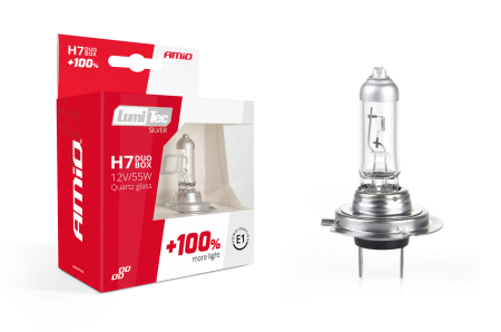 Becuri Halogen - Set becuri cu halogen H7 12V 55W LumiTec SILVER + 100% DUO BOX