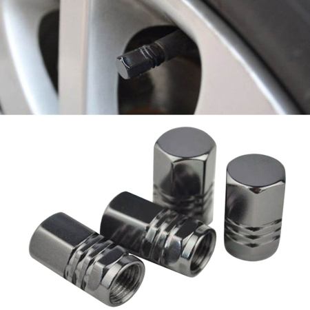 Accesorii Exterior - Set capacele auto pentru ventil hexagon negru 4 buc