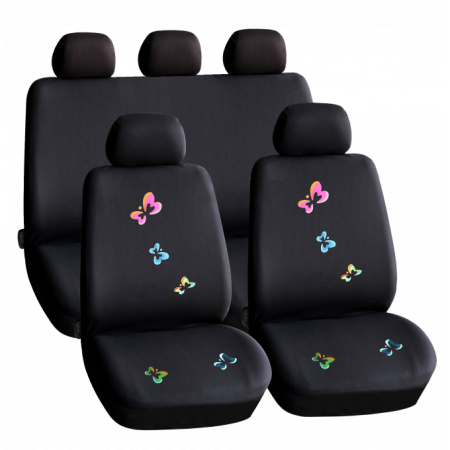 Huse Auto - Set huse scaun auto ieftine, Universale 9 piese, model BUTTERFLY
