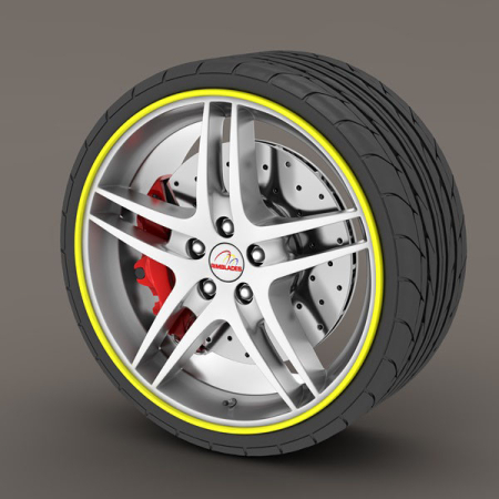 Inele Protectie Jante - Set protectie jante, calitate Premium, 4 inele din plastic, culoare GALBEN