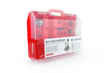 Iluminat Auto - Set rezerva becuri si sigurante 19 buc 2xH7