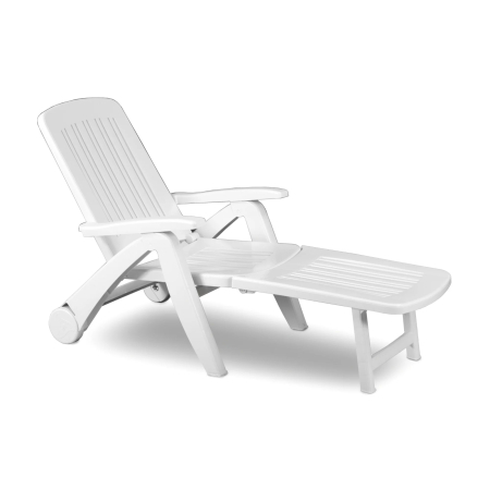 Accesorii Piscina, Plaja, Litoral - Sezlong de Plaja sau Gradina, reglabil, dimensiune 190 x 60 x 72 cm, material plastic, culoare Alb