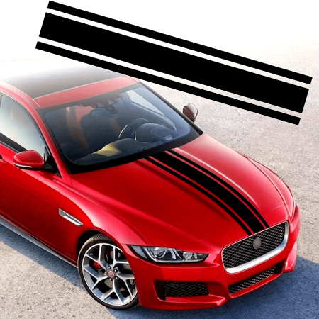 Stickere Auto Tuning - Sticker autoadeziv Tuning, model "Triple Stripes", dimensiune 125 x 22 cm, culoare Neagra