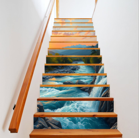 Print Decorare Scari - Sticker decorativ pentru scari interioare, print autoadeziv de inalta rezolutie, dimensine 200 x 124 cm, cod: AVX-STAIRS-06