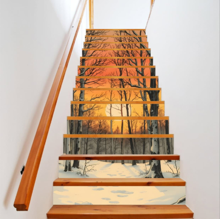 Print Decorare Scari - Sticker decorativ pentru scari interioare, print autoadeziv de inalta rezolutie, dimensine 200 x 124 cm, cod: AVX-STAIRS-10