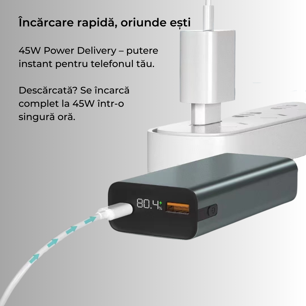 Baterie externa 10000mAh 45W | Negru [2]