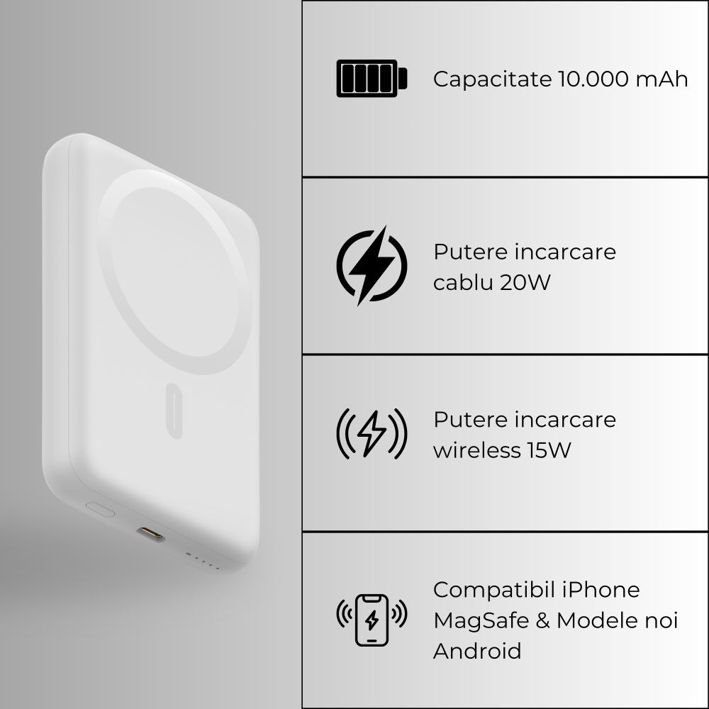 Baterie externă MagSafe 10000mAh 15W | Negru [2]