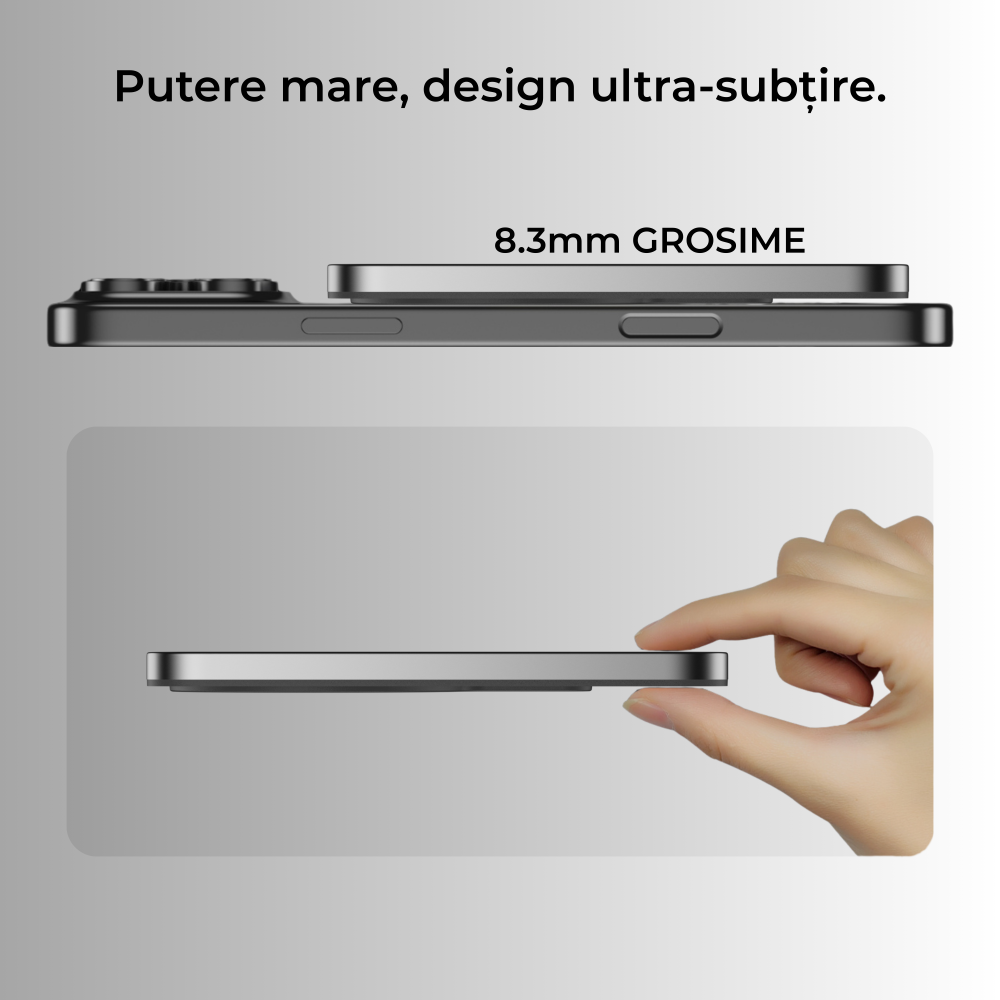 Baterie externă Super Slim 10000mAh Wireless 15W | Aluminiu Light Gray [4]