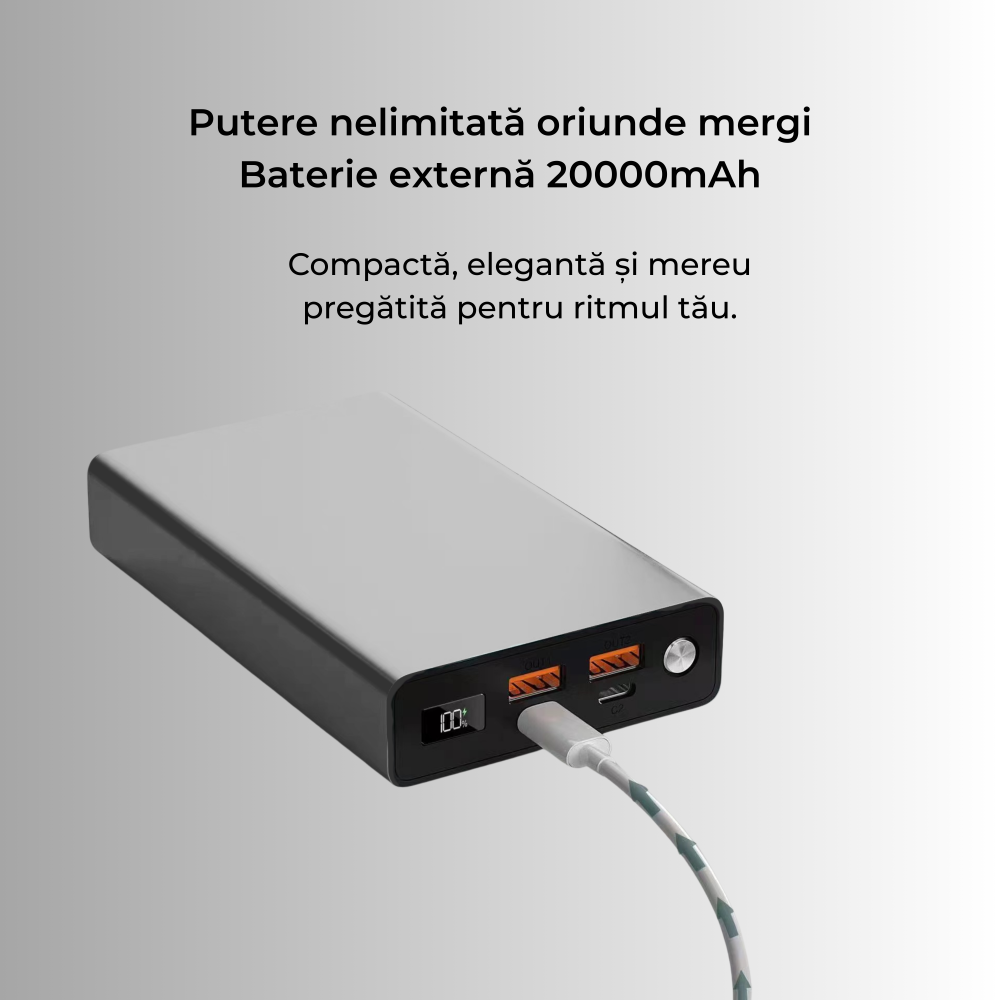 Baterie externa 20000mAh 100W laptop | 2x USB-C & 2x USB-A Negru [2]