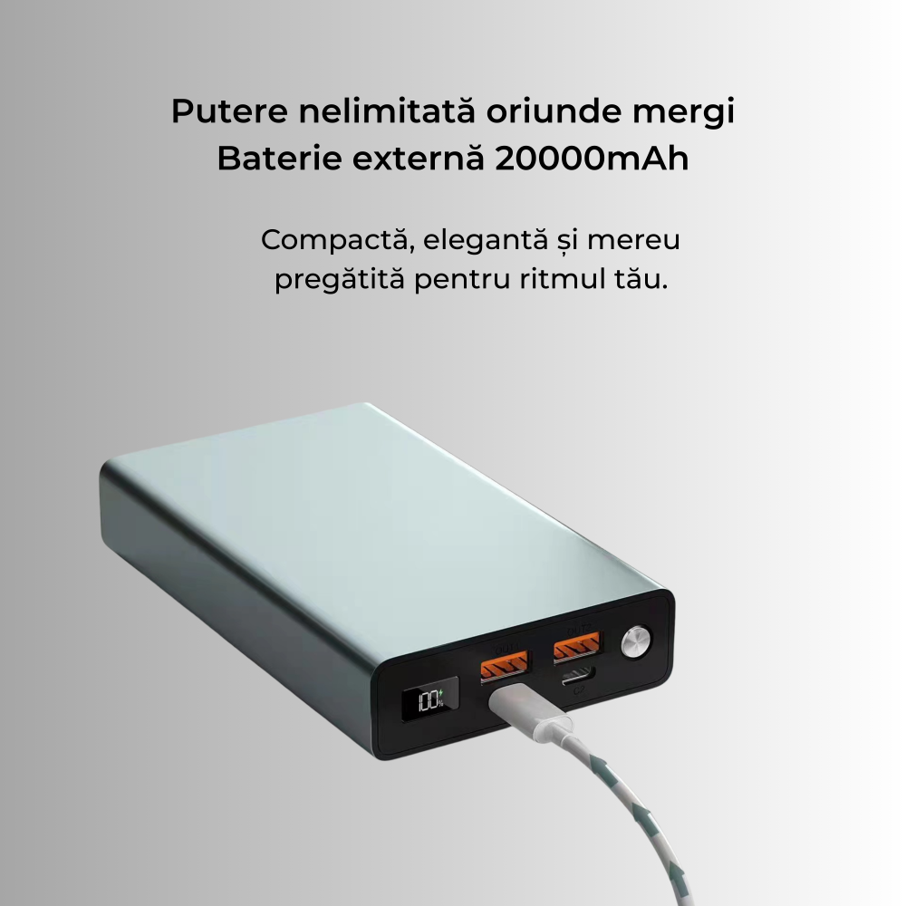 Baterie externa 20000mAh 100W laptop | 2x USB-C & 2x USB-A Negru [2]