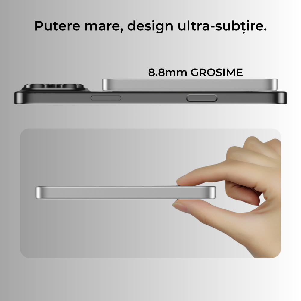 Baterie externă 5000mAh Incarcare Wireless 15W | Aluminiu Light Gray [4]