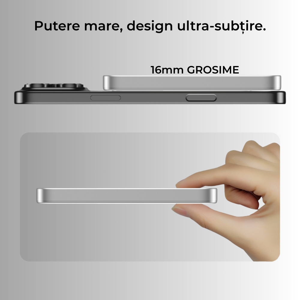 Baterie externă 5000mAh Incarcare Wireless 15W | Aluminiu Light Gray [4]