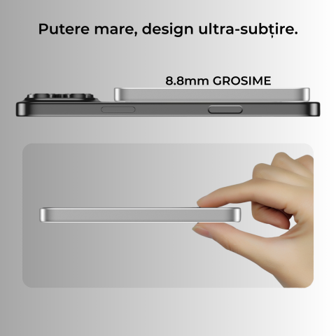 Baterie externă 5000mAh Incarcare Wireless 15W | Aluminiu Light Gray [3]