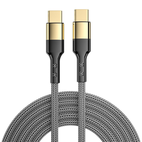 Cablu USB-C -> USB-C - Cablu de date si incarcare USB-C la USB-C 100W, 2m, impletit, Negru