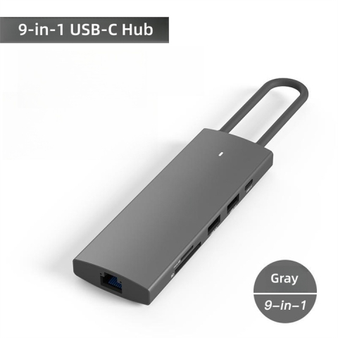 Hub - Hub USB-C 9-in-1 – HDMI 4K, Ethernet, PD 100W, USB și cititor carduri